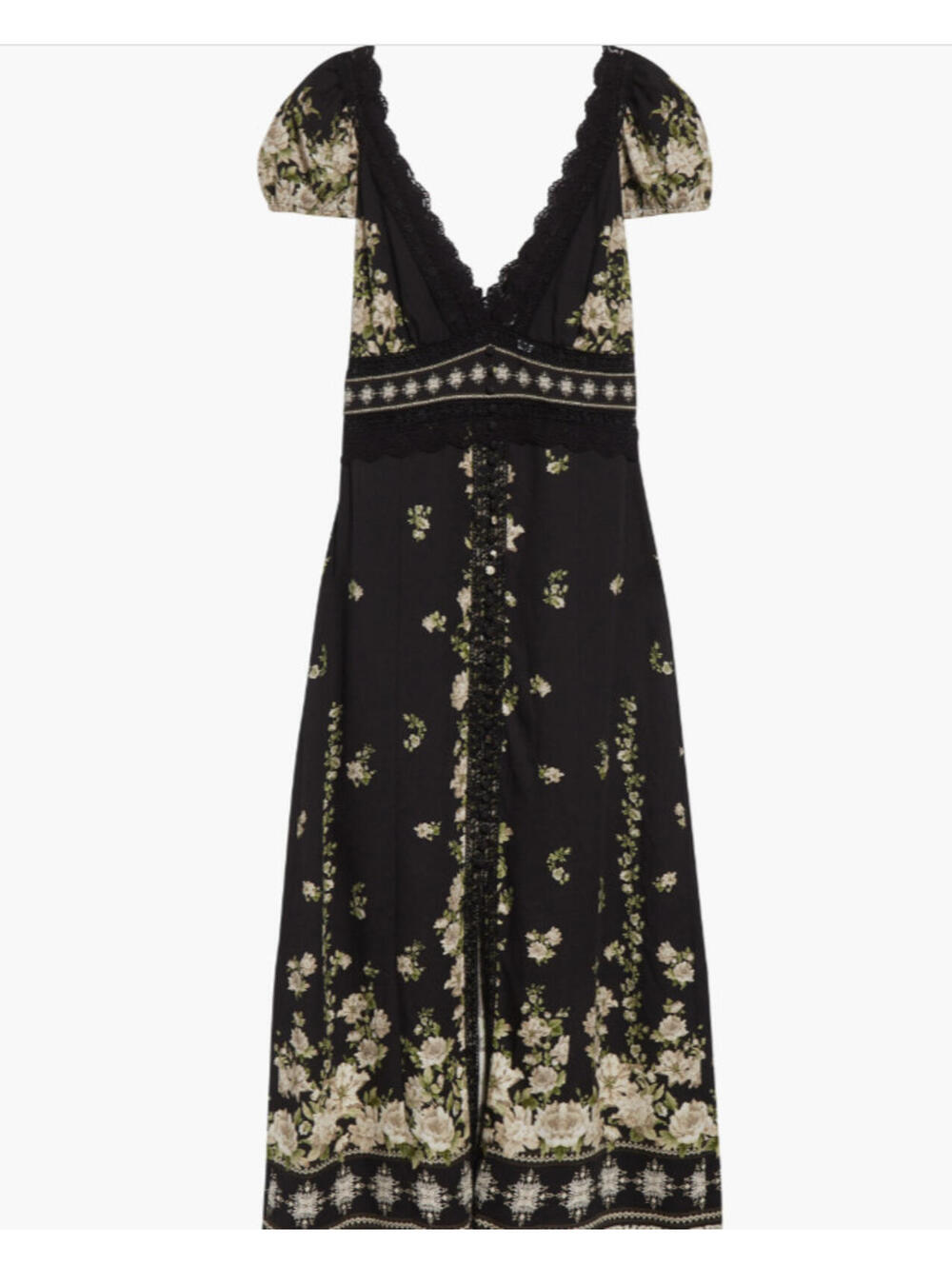 NEW, Alice + Olivia Floral Lace Detail Dress in Black Sz 10 #MD1809